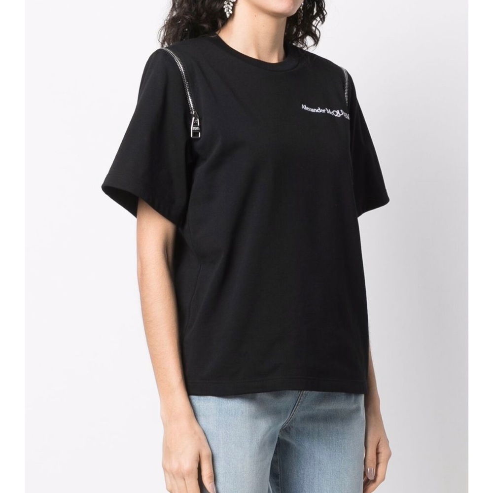 Alexander Mcqueen women zip shoulder shirt